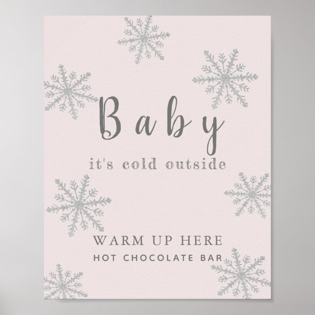 Baby It's Cold Pink Hot Chocolate Bar Sign (Front)