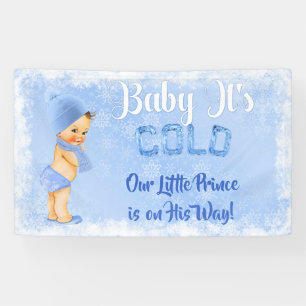 Baby It's Cold Snowflake Winter Blue Boy Banner