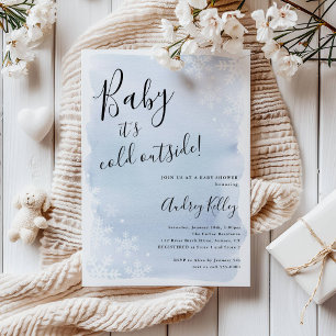 Baby It's Cold Winter Baby Shower Blue Invitation