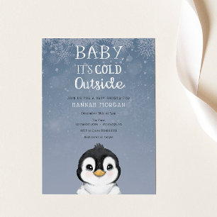 Baby it's Cold Winter Penguin Baby Shower Invitation