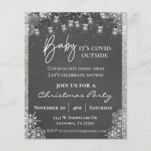 Baby It's Covid Outside Christmas Party Snowflake  Flyer