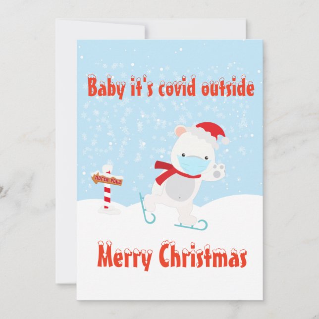 Baby It's Covid Outside Polar Bear 2020 Holiday Card (Front)