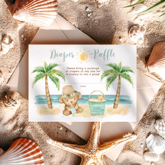 Baby It's Warm Outside Beach Baby Diaper Raffle Enclosure Card