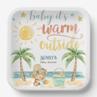 Baby It's Warm Outside Beach Baby Shower Paper Plate