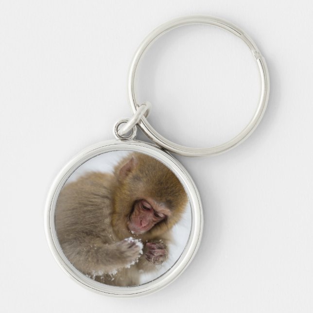 Baby Japanese Macaque | Snow Monkey Key Ring (Front)