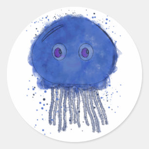 Baby Jellyfish Watercolor Classic Round Sticker