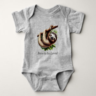 Baby Jersey Bodysuit - Cute Hanging Baby Sloth