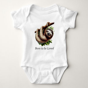 Baby Jersey Bodysuit - Cute Hanging Baby Sloth