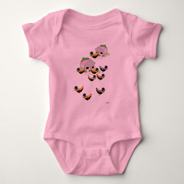 Baby Jersey Bodysuit :  Day with the Chickens (Front)