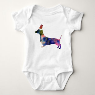 Baby Jersey Bodysuit, Santa Dachshund Dog Baby Bodysuit