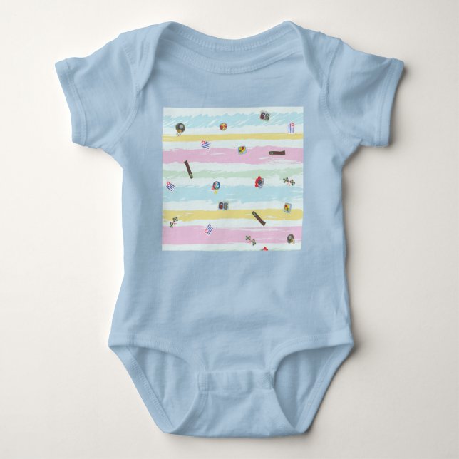 Baby Jersey Bodysuit – Sports & Stripes Pastel  (Front)