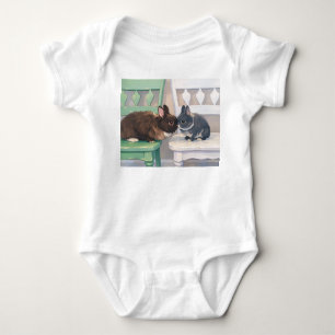 Baby Jersey Bodysuit - Two Adorable Rabbits
