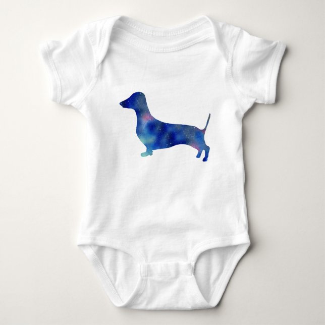 Baby Jersey Bodysuit, White Dachshund Dog Baby Bodysuit (Front)