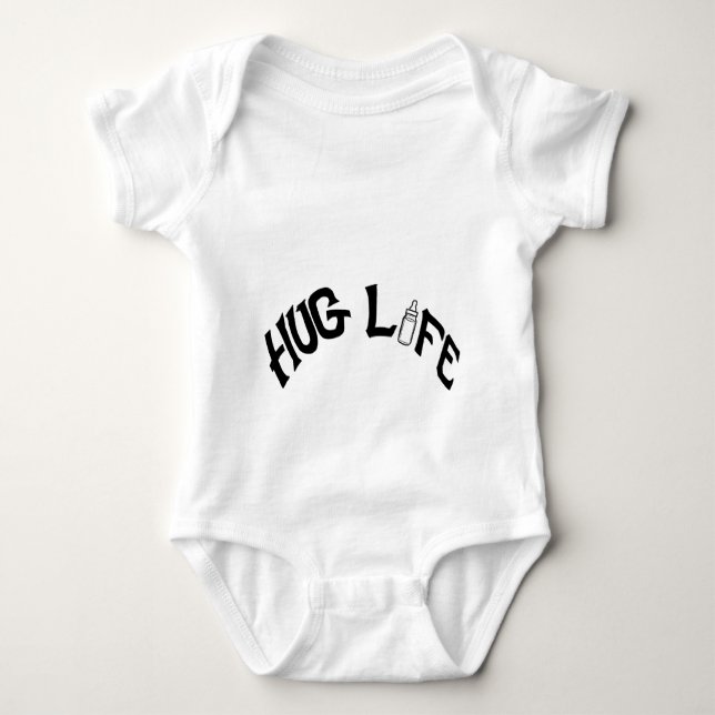 Baby Jersey Bodysuit, White - Hug Life Baby Bodysuit (Front)