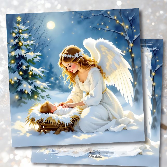 Baby Jesus and an Angel Christmas Poem Holiday Card (Creator Uploaded)