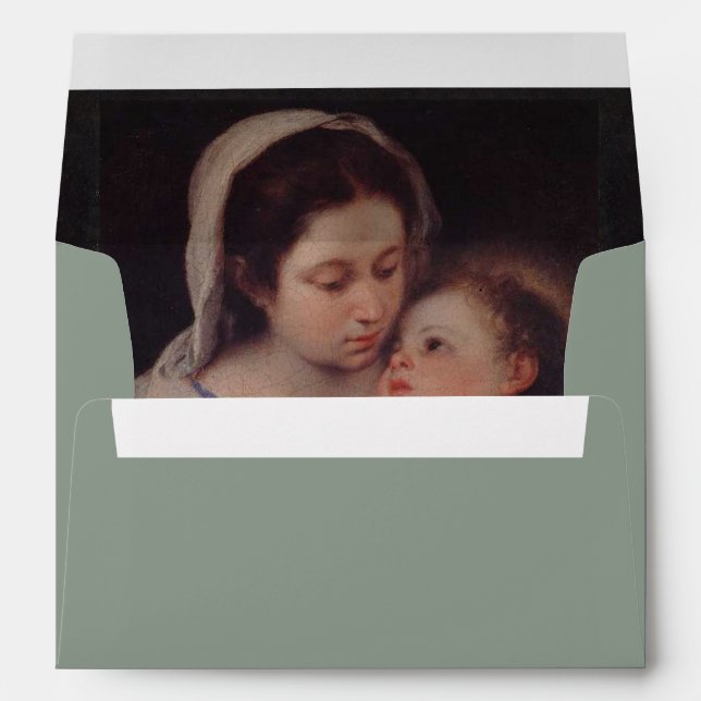 Baby Jesus and Mother Mary Address Christmas Envelope (Back (Bottom))