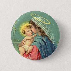 Baby Jesus and Virgin Mary Button