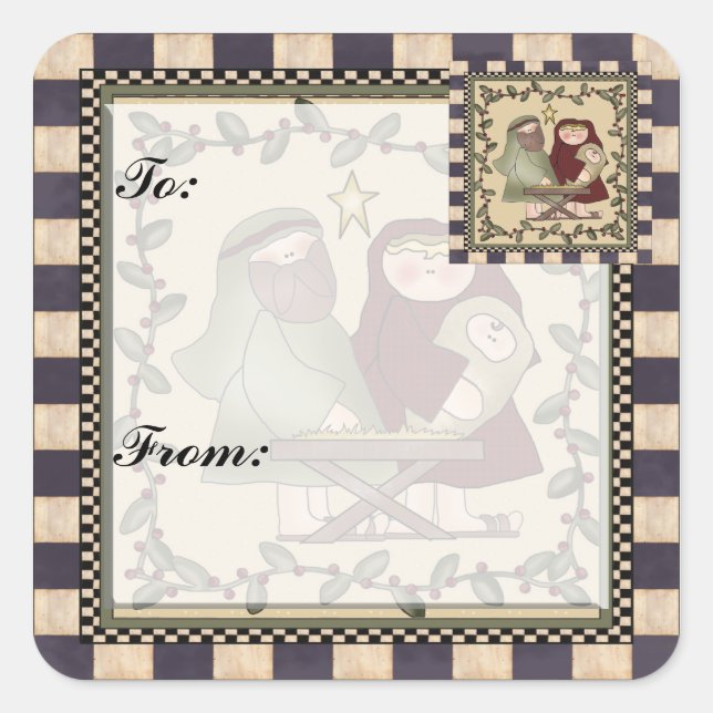 Baby Jesus Christmas Gift Tag Sticker (Front)