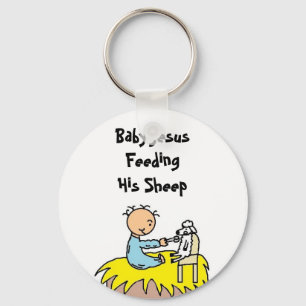 Baby Jesus Feeding His Sheep Keychain