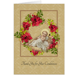 Baby Jesus Floral Catholic Condolence Thank You