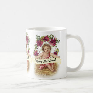 Baby Jesus in Manger Floral Christmas Coffee Mug