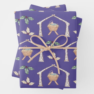 Baby Jesus in Manger Wrapping Paper Sheet
