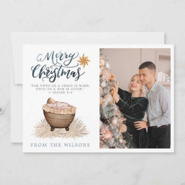 Baby Jesus in the Manger Nativity Holiday Card (Front)