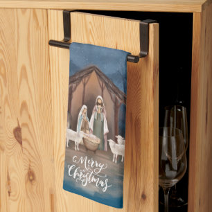 Baby Jesus in the Manger Nativity Kitchen Towel