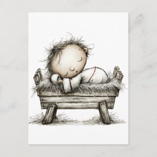 Baby Jesus Manger Christian Nativity Christmas Postcard