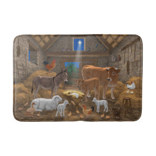 Baby Jesus Manger Holy Night Christmas Nativity Bath Mat