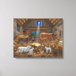 Baby Jesus Manger Holy Night Christmas Nativity Canvas Print