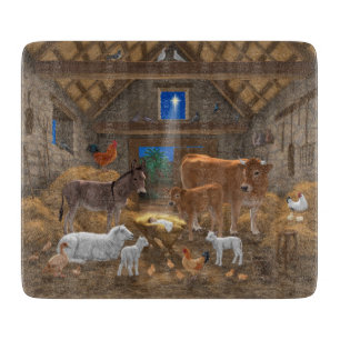 Baby Jesus Manger Holy Night Christmas Nativity Cutting Board
