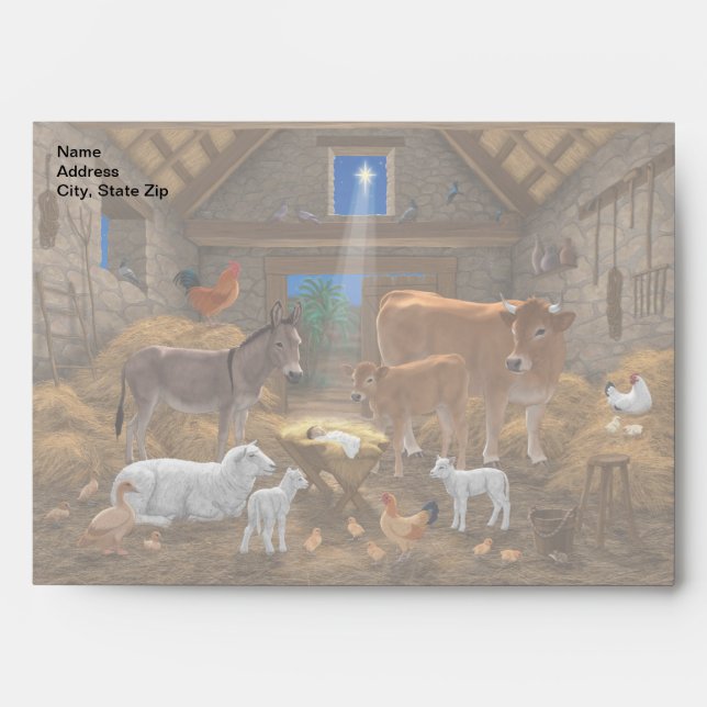Baby Jesus Manger Holy Night Christmas Nativity Envelope (Front)