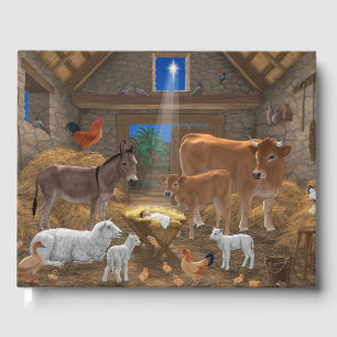 Baby Jesus Manger Holy Night Christmas Nativity Guest Book
