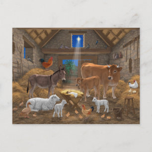 Baby Jesus Manger Holy Night Christmas Nativity Holiday Postcard