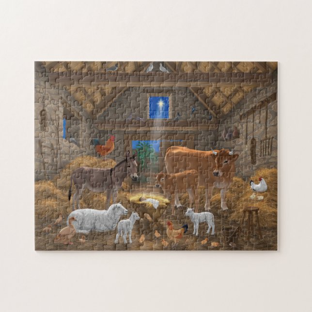 Baby Jesus Manger Holy Night Christmas Nativity Jigsaw Puzzle (Horizontal)