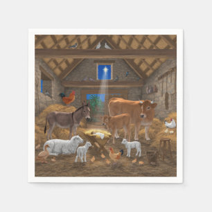 Baby Jesus Manger Holy Night Christmas Nativity Napkin