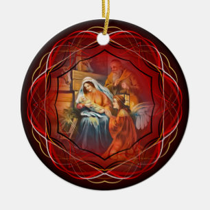 Baby Jesus, Mary & Joseph, The Holy Family, Angel Ceramic Ornament