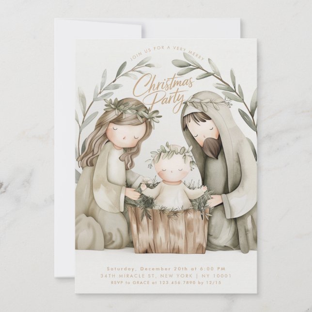 Baby Jesus Mary Nativity Religious Christmas Invitation (Front)