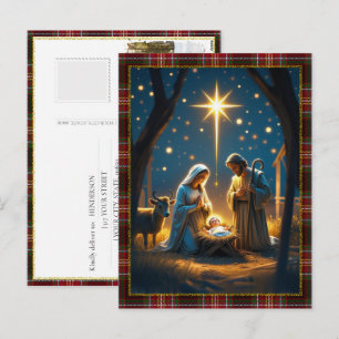 Baby Jesus Nativity Scene Photo Merry Christmas  Holiday Postcard