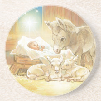 Baby Jesus Nativity with Lambs and Donkey Coaster