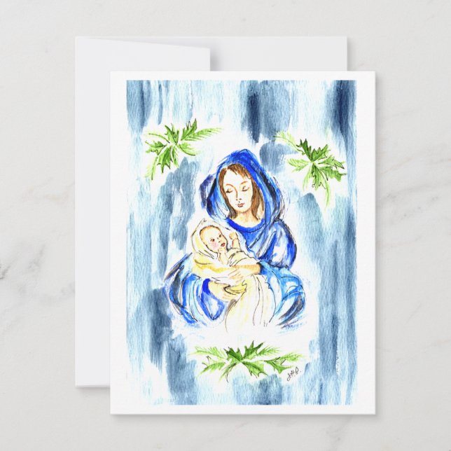 Baby Jesus Note Card Blank inside w Envelope (Front)