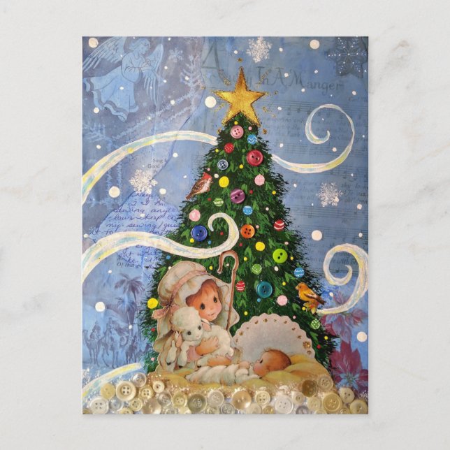 Baby Jesus Postcard with Christmas Tree (Front)