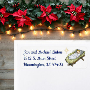 Baby Jesus Star Personalise Return Address Label