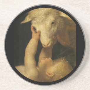 baby jesus touches lamb (2) coaster