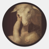 Baby Jesus Touches Lamb