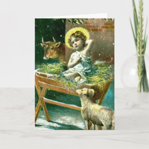 Baby Jesus, vintage nativity scene Holiday Card