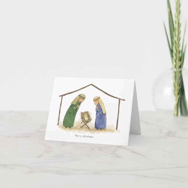Baby Jesus with Mary and Joseph Holiday Card (Front)