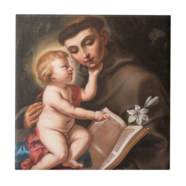 Baby Jesus With St. Anthony Of Padua Ceramic Tile (Front)