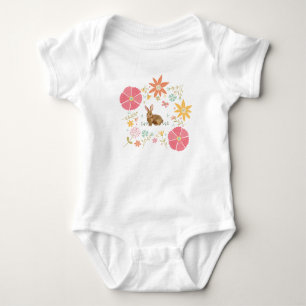 BABY JUMP SUIT 6 MONTHS WHITE WITH BROWN BUNNY BODYSUIT
